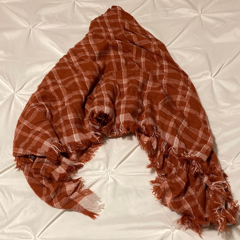 Burnt orange blanket scarf
